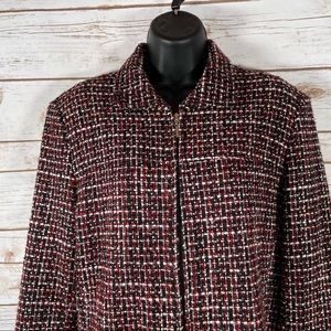 Plus | Vintage Korinna Red, White, Black Tweed Blazer | Size 14